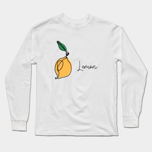 Lemon with leaf continuous one line drawing Long Sleeve T-Shirt